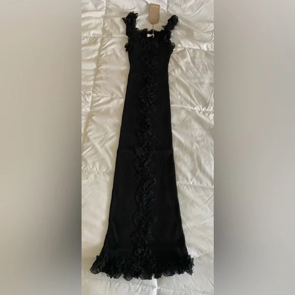 New Meshki Shay Lace Ruffle Knit Maxi Dress Size XS - Picture 2 of 6